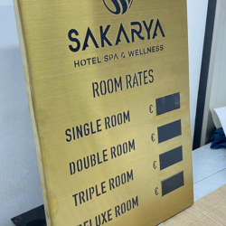 Brass Room Prices Board